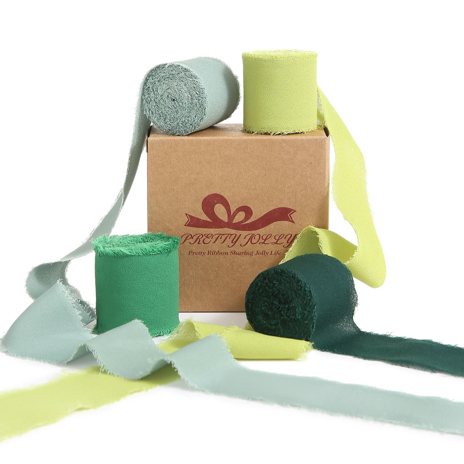 Pretty Jolly Green Chiffon Ribbon for Gift Wrapping 1 1/2 Inch 20Yd Wedding Car Ribbons Handmade Fringe Silk Ribbon for Cake Flower Bouquet Wedding Invitations DIY Crafts and Hair Bow