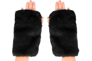 Newfancy Women Winter Furry Mittens Faux Fur Warm Soft Fingerless Half Finger Arm Warmer Gloves
