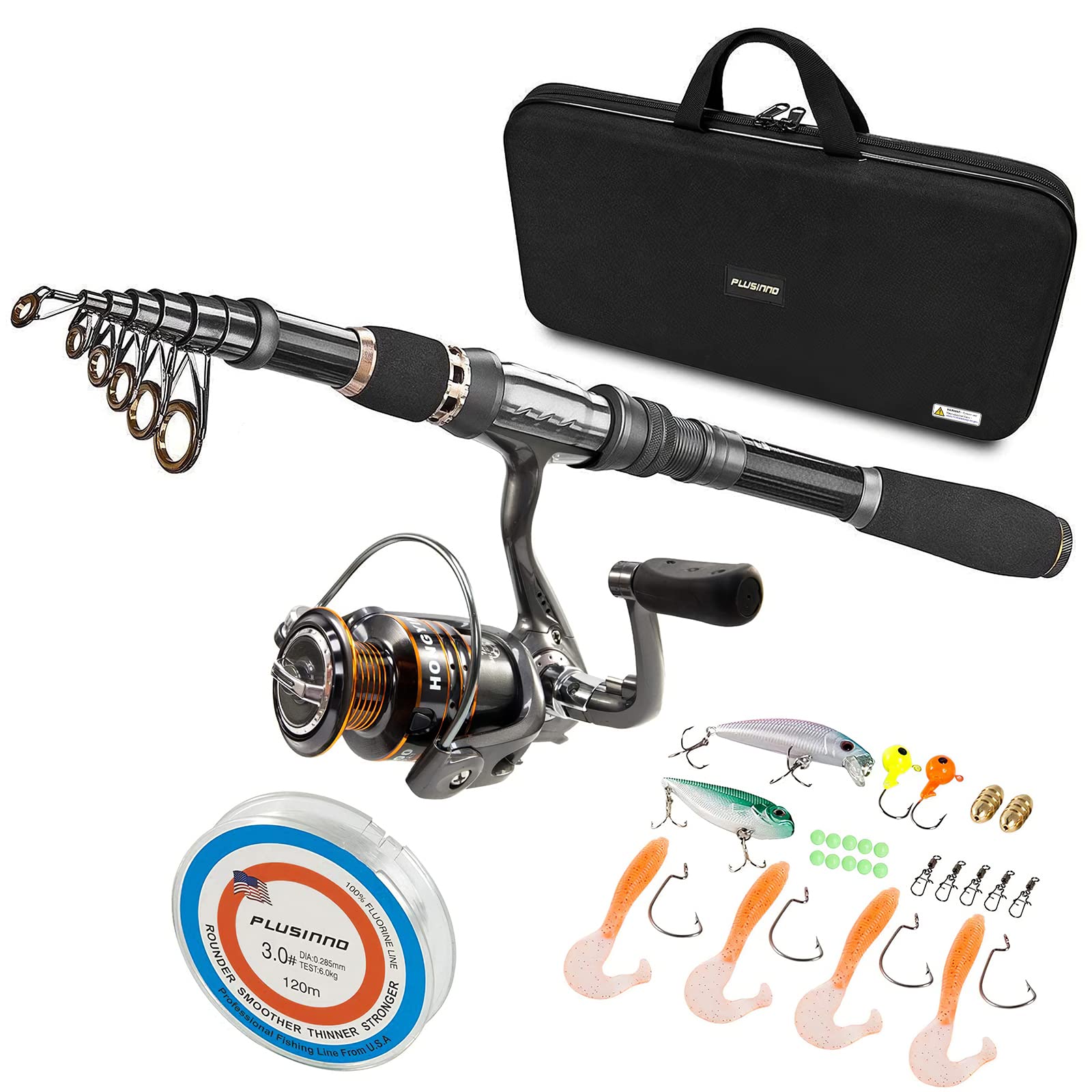 PLUSINNO Telescopic Fishing Rod and Reel Combos