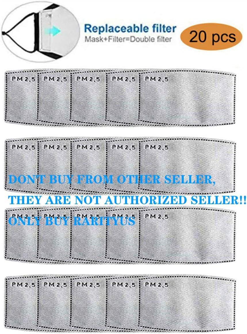 RARITYUS Adult PM2.5 Activated Carbon Filter Mask Filters Breathing Insert Protective Mouth Mask Filter