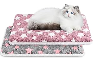 CHICAUP 2 Pcs Self Warming Cat Bed, Self Heating Pet Mat for Cats & Dogs Soft Calming Cat Bed Mat Reflects Body Heat Warm Washable Pet Pad for Crates, Floors, Indoor, Outdoor (24×16 Inch)
