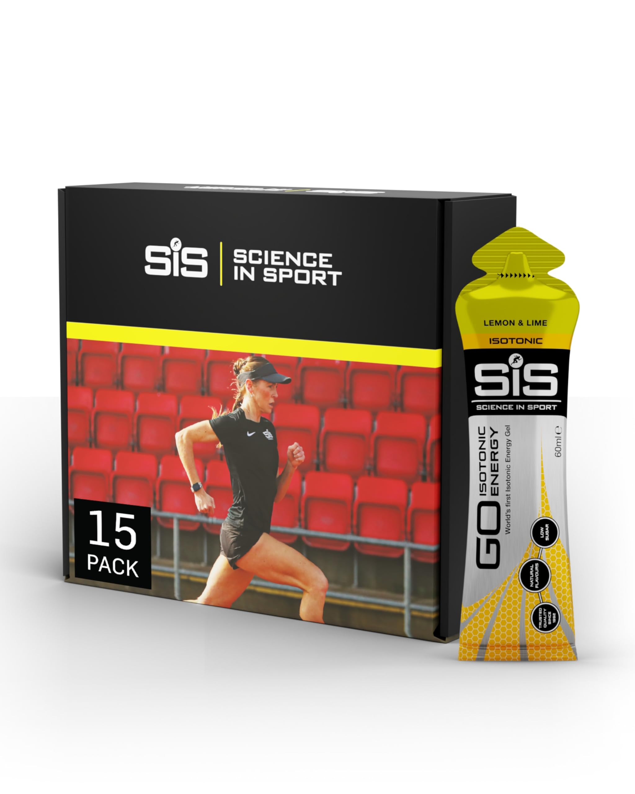 Science in Sport GO Isotonic Energy Gel 15 x 60ml Lemon Lime – Fast-Acting – Vegan – Formulation with 22g of carbohydrates, a great source of energy