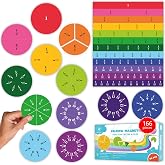 Simply Magic 166 PCS Magnetic Fraction Tiles &amp; Fraction Circles | Jumbo Fraction Manipulative Class Set, Fraction Bars, Fraction Kit, Fraction Magnets, Math Manipulatives
