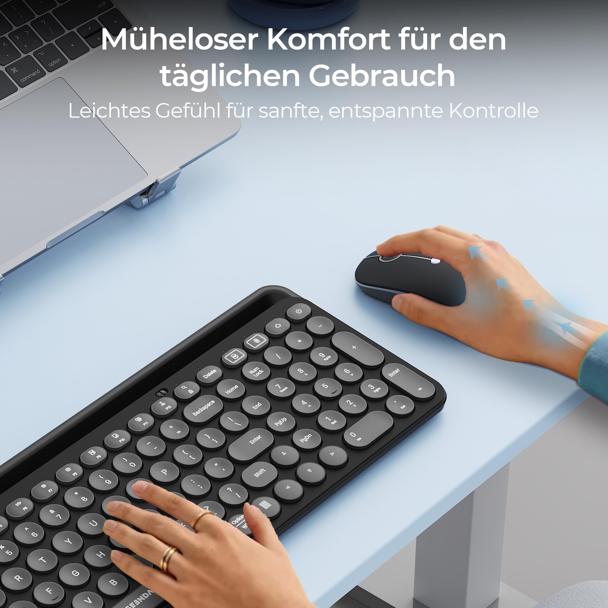 seenda MOU001 Bluetooth Maus, Leise, 3 Geräte Verbindung, Schwarzgrau 8