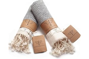 SMYRNA TURKISH COTTON Vintage Series Turkish Hand Towels, 16x40 inch, Decorative Turkish Hand Towels for Bathroom, Kitchen, Face, Hair, Tea, Yoga, Gym, Dishcloth Set of 2, Gray