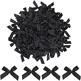 NEBURORA 100 Pcs Mini Black Bows Small Satin Fabric Ribbons Bow with Dot Stickers for Gift Wrapping Cake Card DIY Crafts Wedding Party Decorations