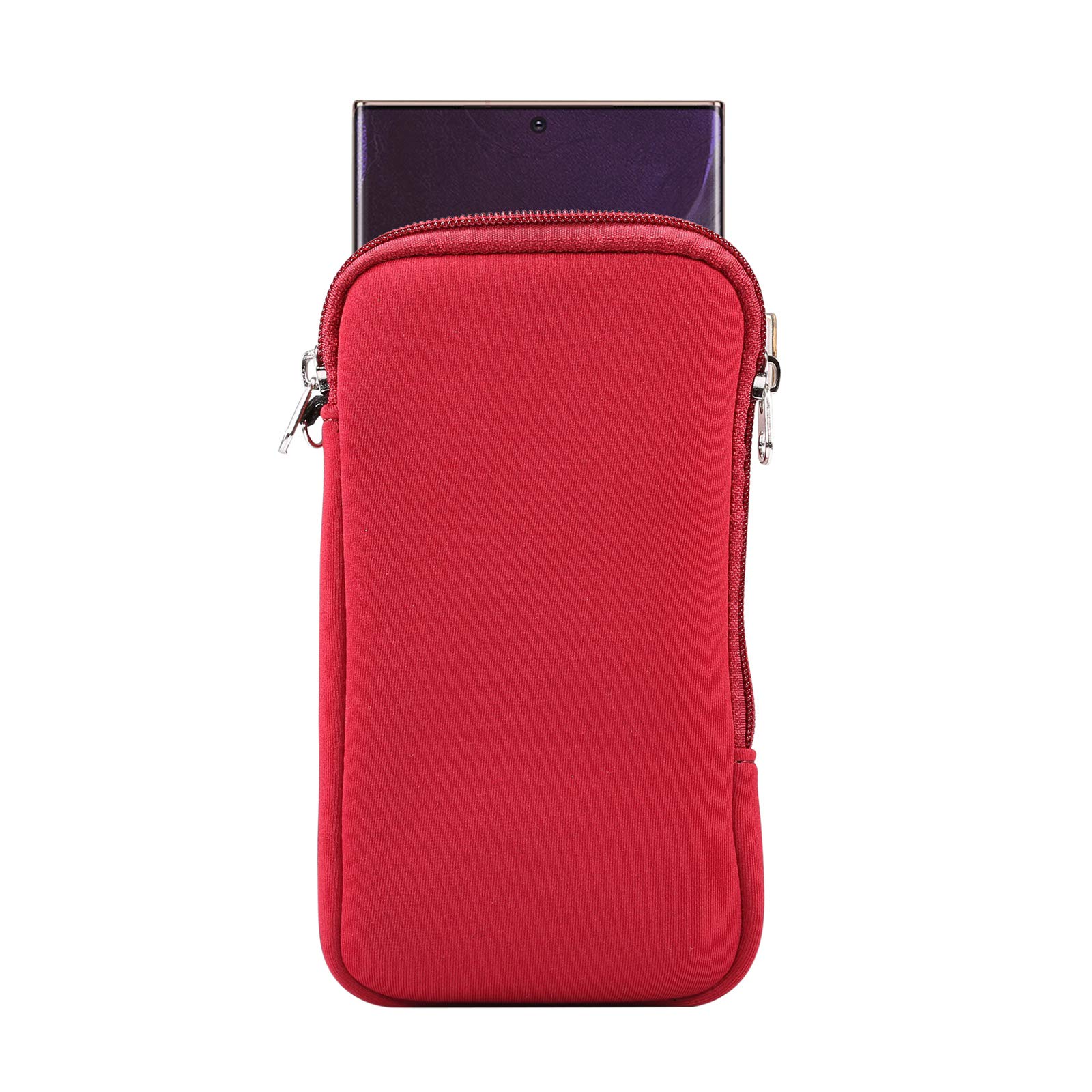 Neoprene Cell Phone Sleeve Pouch Carrying Case for Samsung Galaxy A16 A14 A13 A06 A05 S23 Ultra S22 Ultra S21 Ultra, Moto G 5G 2024 2025 / G Play / G Power with Neck Lanyard (Red-XL)