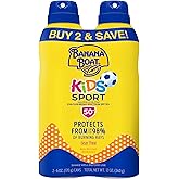Banana Boat Sport Kids Sunscreen Spray SPF 50, Twin Pack | Spray Sunscreen for Kids, Childrens Sunblock SPF 50, Oxybenzone Free, 6oz each