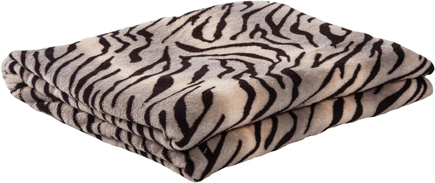 HS Micro Plush Fleece Throw Blanket, King, Tiger Print