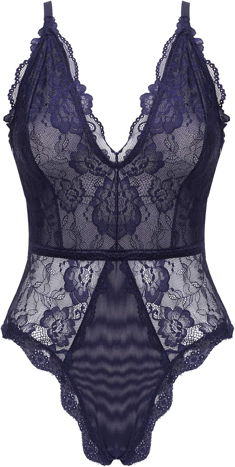 Body Donna In Pizzo EVELIFE - Scollo A V, Sexy E Trasparente - Foto 9