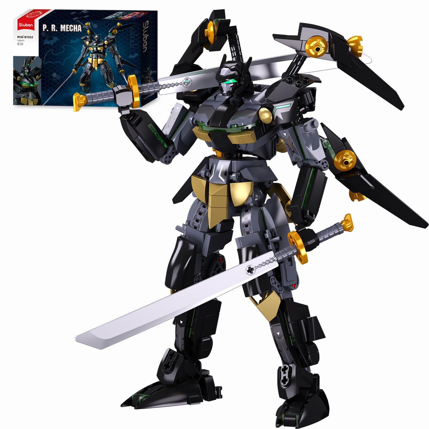 Photo 1 of Sluban Mech Robot Building Toys, Black Bat Robot Mecha Building Kit with Two Knife, Collectible Gift for Teens Boys 8+, Compatible with Lego Mech Set, 534 PCS