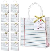 Frienda 24 Pcs Teacher Appreciation Gift Bags with Measuring Tape Ribbon Thank You Tags Clear PVC Notebook Style Gift Bags with Handle for Graduation End of Year Back to School Classroom Celebration