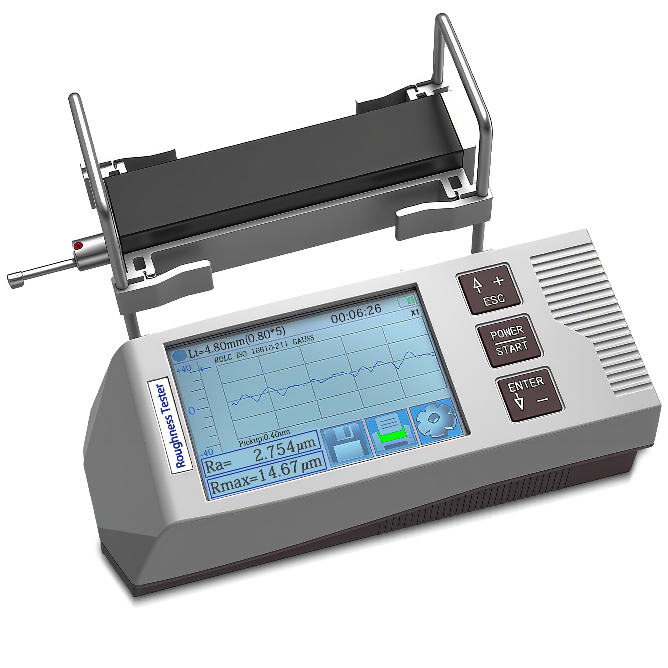 Photo 1 of AMTAST Professional Surface Roughness Meter Digital Surface Gauge Handheld Surface Roughness Tester Meter with 22 Parameters Portable Profilometer for Outer Cylinder, Curved, Pinholes (Model AMT211)