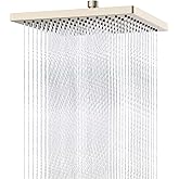 Hibbent Thickness Metal Rain Shower Head, 12 Inch High Pressure Shower Heads, Square Large Bathroom Rainfall Shower Head with Adjustable Brass Ball Joint, Waterfall Full Body Coverage, Brushed Nickel