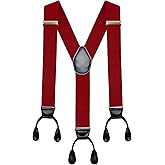 Moulen Men's Y-Back 2 Inches Wide Heavy Duty Button End Adjustable Utility Suspenders, Black, Size Large