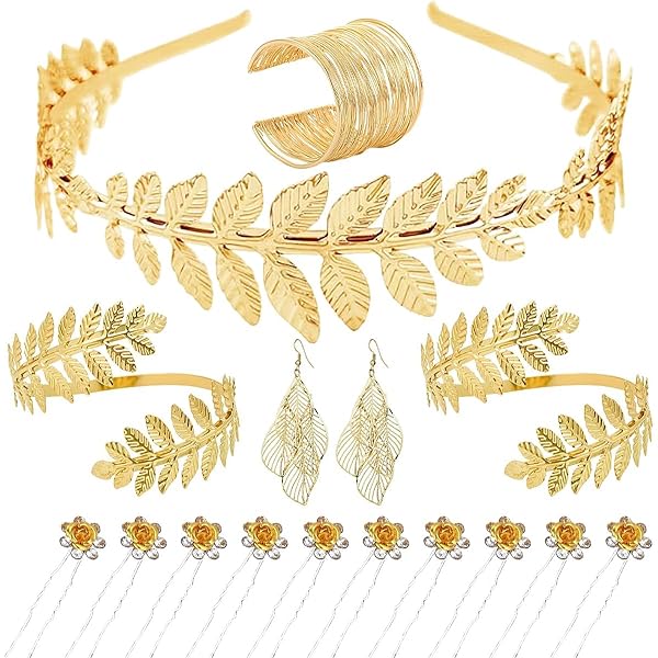 Greek Goddess Costume Accessories Set Women Jewelry Laurel Leaf Crown Amazon.com: Florideco 9 Pcs Greek Goddess Costume  main image 3