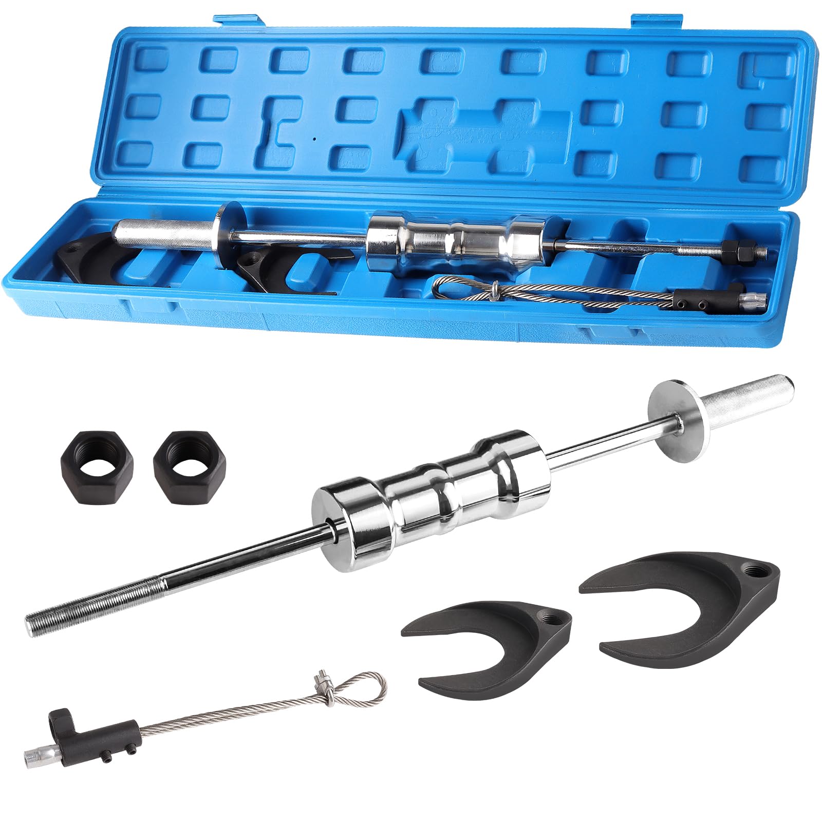 Photo 1 of aremnry Inner CV Joint Puller Inner CV Joint Removal Tool Kit 10 Pounds Heavy Duty Slide Hammer Front Wheel Drive Axle Half Shaft Removal Puller Tool Set 63mm 48mm CV Joint Fork Adapter Attachments