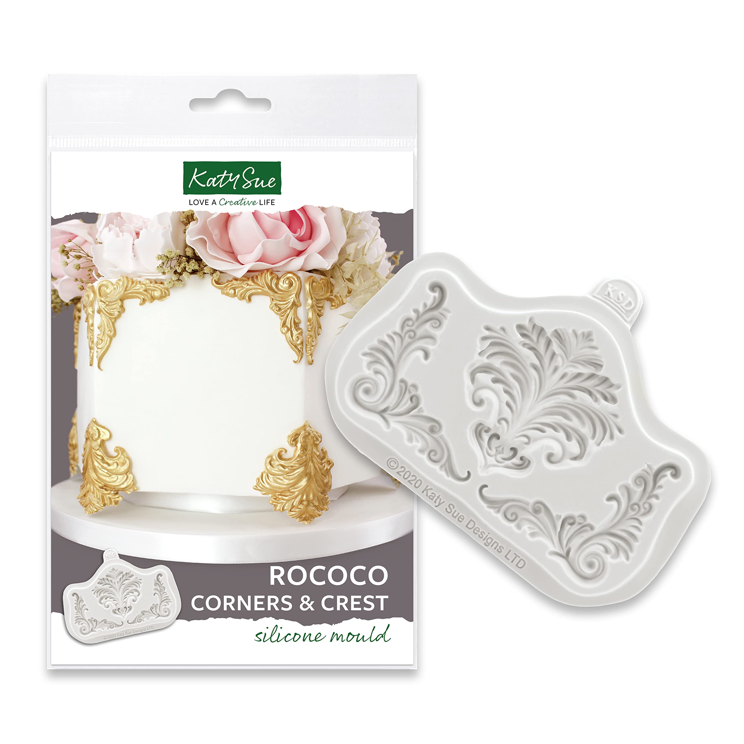 Katy Sue Rococo Corners & Crest Silicone Mould for Cake Decorating & Crafts