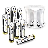 Keenstone 8 pcs Household Rechargeable AAA Batteries with Battery Charger NiMH 1