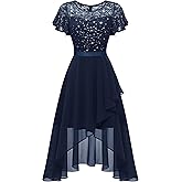 Wedtrend Women's Sparkly Sequin Dress Ruffle Formal Dresses Flutter Sleeve Wedding Guest Dress