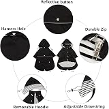 Morezi Dog Raincoat Reflective Buttons Adjustable Hood Black S view 3