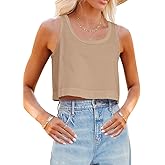 Aoysky Womens Cotton Crop Tops Casual Loose Tank Top Sleeveless Basic Cropped Athletic Yoga Workout Shirt