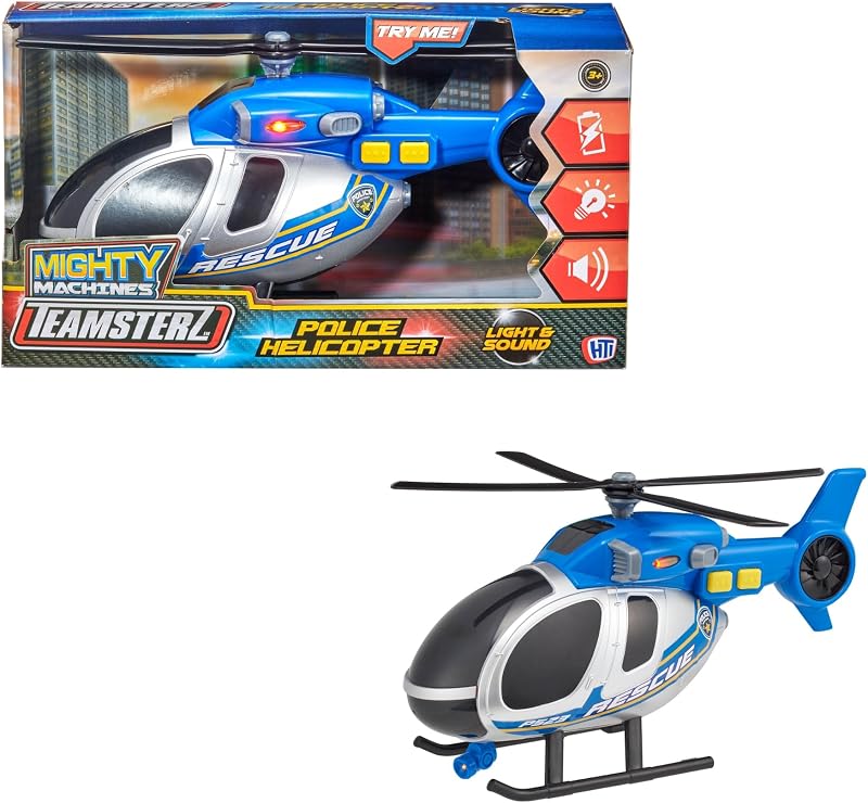 Teamsterz Mighty Machines Police Helicopter Toy Lights Sounds Ages 3+