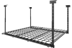 Jusgym 45-Inch x 45-Inch Overhead Garage Storage Rack, 17"-28" Height Adjustable Garage Ceiling Storage Racks, Heavy Duty Storage Organizer System, 250LBS Weight Capacity, Black