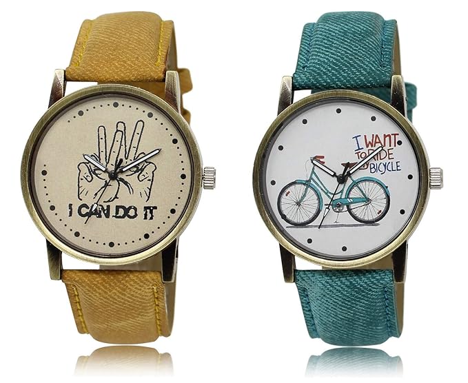 Shocknshop Analouge Round Multicolor Dial Leather Belt Men's Womens Watch Combo -(LR30_229)