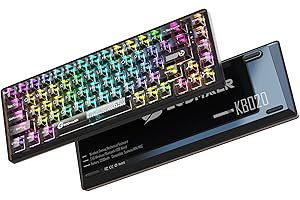 GEODMAER 65% Wireless Mechanical Gaming Keyboard, RGB Hot Swappable Brown Switch Keyboard with Triple Mode 2.4G/Bluetooth/Wired, Compact PC Keycaps Keyboard for PC Laptop PS5/4 (Red Switch)