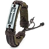 Soul Statement Leather Cross Bracelet for Teens or Men, Baptism and Confirmation Gift