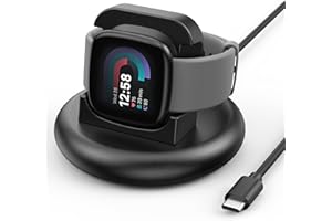 Wanme Charger Dock for Fitbit Versa 4 / Versa 3 / Sense 2 / Sense, Anti-Slip Charging Stand Dock with 4.4ft Replacement Cable Cord (USB C)
