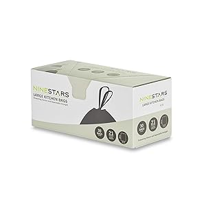 NINESTARS NSTB-21-30 Extra Strong White Trash Bag w/Drawstring Closure, 21 Gal. / 79 L., 30 count