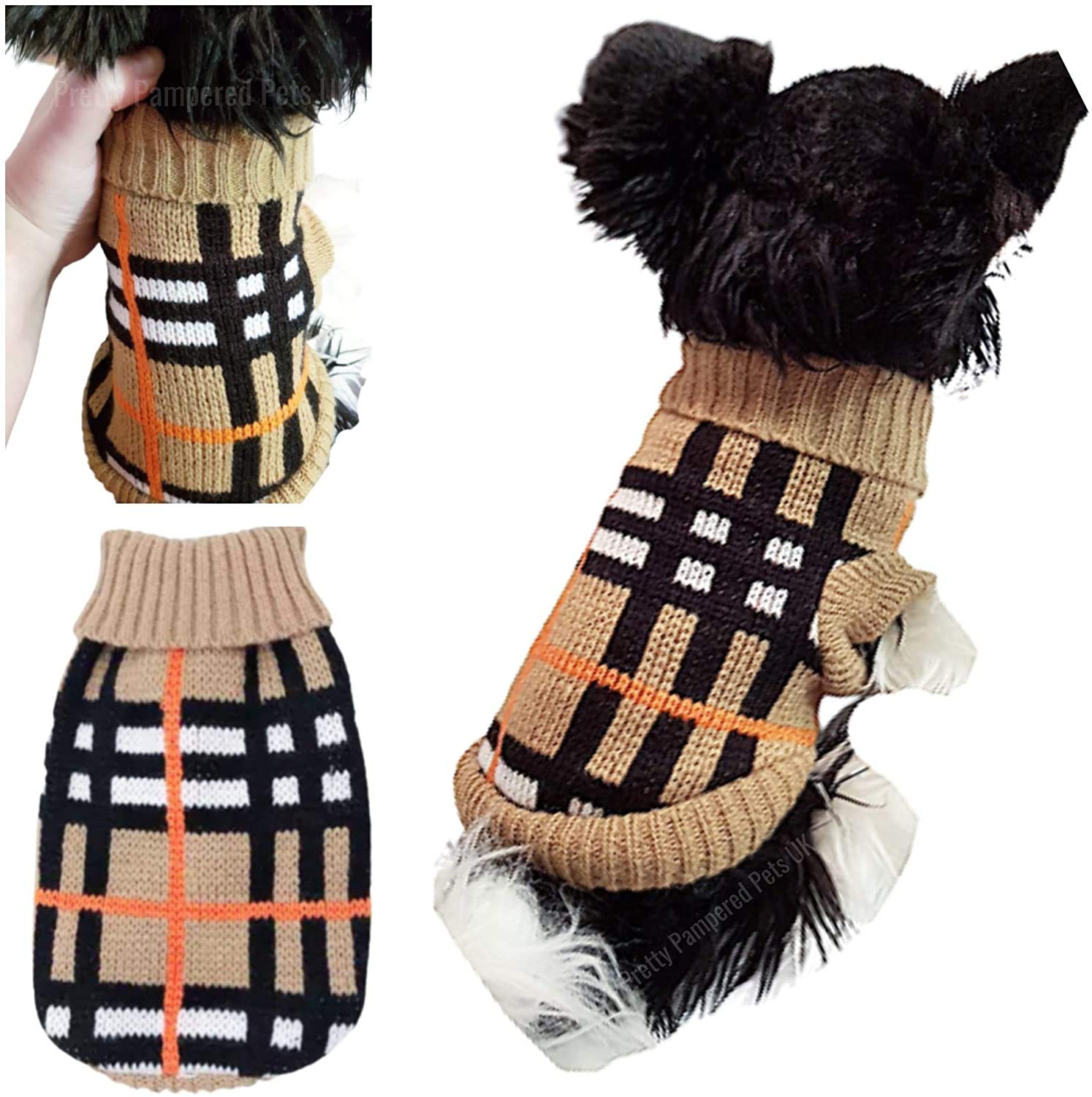 Chihuahua Clothes Puppy Plaid Dog Coat Knit Jumper Cosy Tiny Toy Teacup Sized Smaller Breeds XXXS XXS XS (Tartan, XXS) — image 1