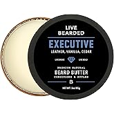 Live Bearded&reg; Beard Butter, Executive, Cedar, Vanilla, 3 fl oz | All-Natural Leave-in Conditioner with Shea, Made in USA, Light/Medium Hold, Moisturizes and Softens Beard Daily