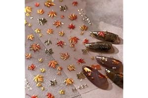 NBNTGH Maple Leaf Nail Stickers Fall Nail Art Decals with Design 5D Embossed Self Adhesive Autumn Leaf Nails Decals for Nails Art Thanksgiving Nail Decoration Fall Nails Supplies for Women DIY Manicure