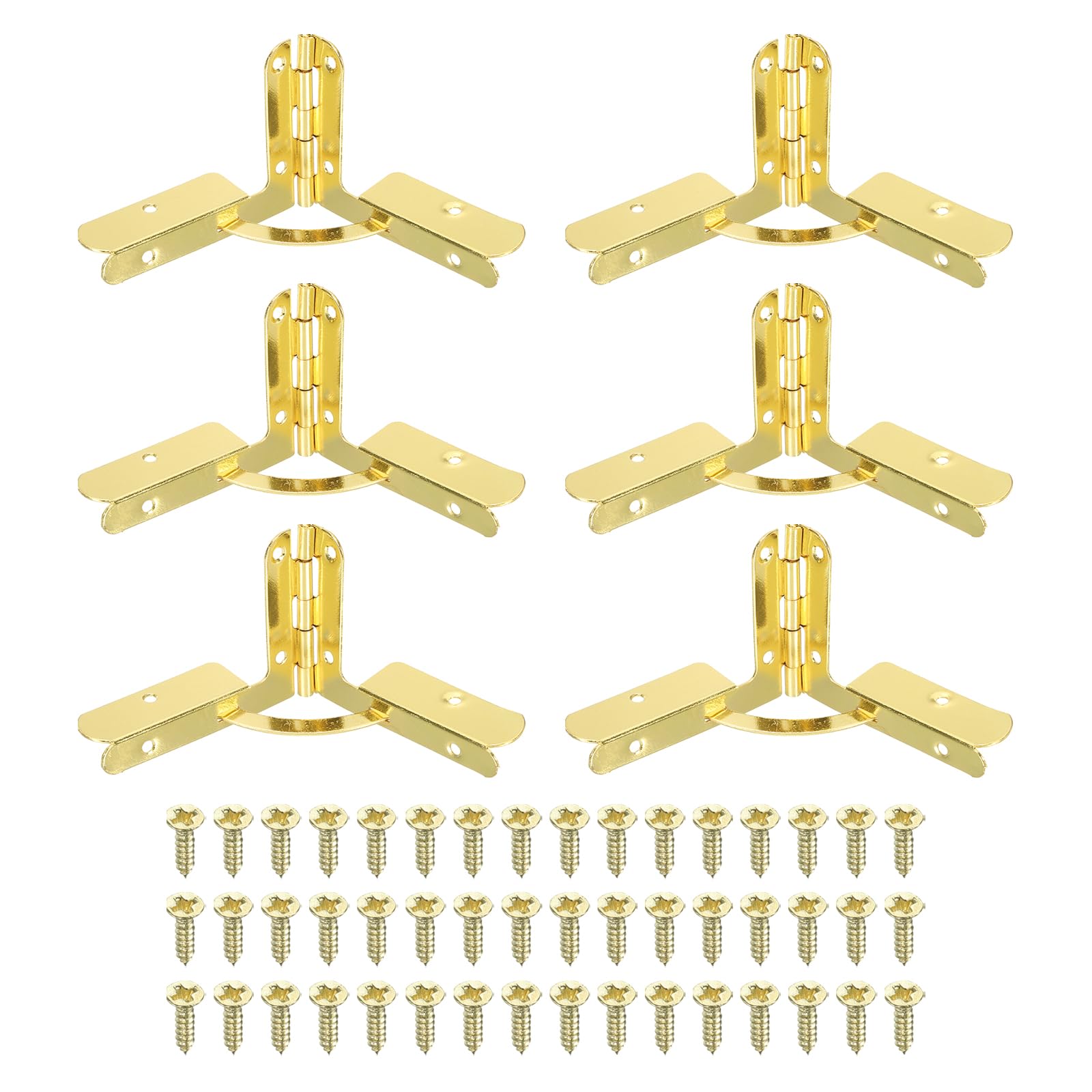 PATIKIL 90 Degree Folding Support Hinge 1.6" x 2.1", 6 Pack Furniture Box Hinges with Screws for Jewelry Wine Cabinet Wooden Box Drawer, Gold