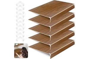 5 Pack Wooden Wire Rack Cover 24 * 12IN Shelf Covers with Back Felt Clamp Fixed Pantry Shelf Cover for Removable Closet Bathr