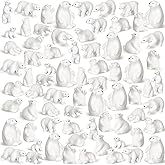 Soaoo 100 Pcs Polar Bear Animal Toy Figurines Set Realistic Polar Bears Family Kit Diorama Educational Toy Cake Toppers for Boys and Girls Cake Decoration Craft Home Decoration