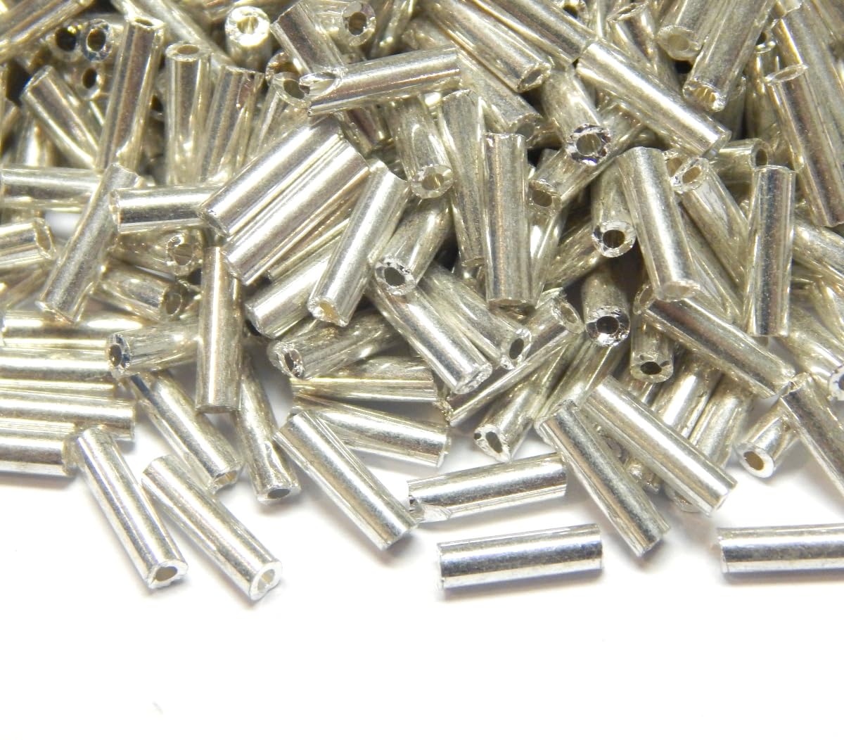 Pack of 3300 Glass Seed Beads – Glass Beads – Tube Beads – Rod Beads – Metallic Silver 6 x 2 mm