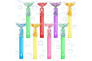 AFZMON 24Pcs Glitter Mermaid Bubble Wands for Kids, Mermaid Tail Party Favors Mini Bubbles Birthday Gift Toy Goodie Bag Stuffers Classroom Prizes Wedding Party Supplies