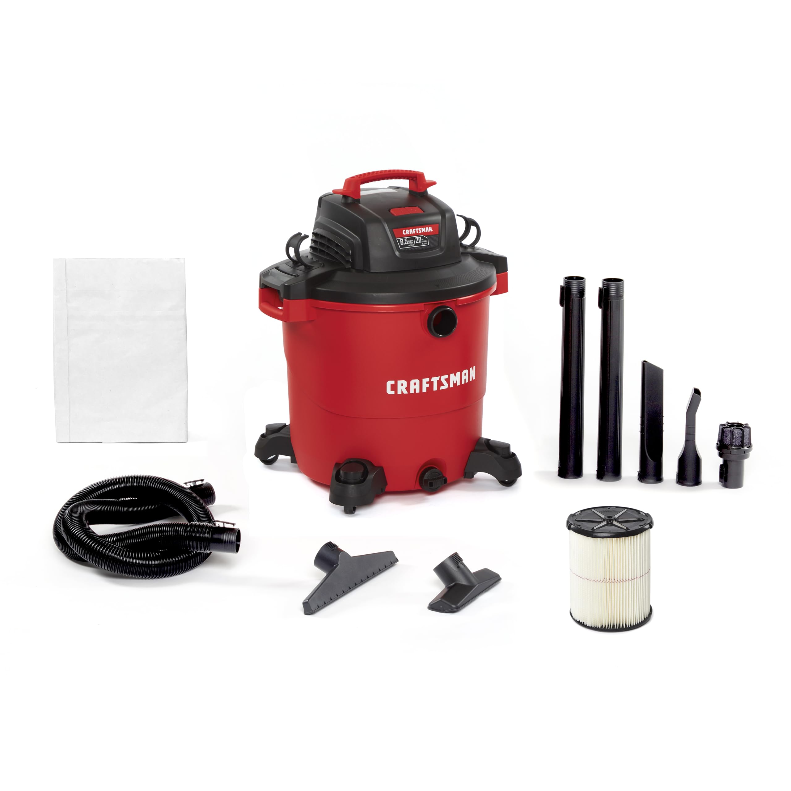 CRAFTSMAN CMXEVBE17596 Aspiradora para taller en seco y húmedo, 20 galones, 6,5 HP máximo
