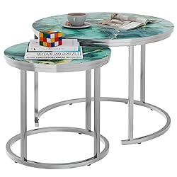 aboxoo Coffee Table Nesting Side Round Set of 2 End
