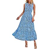 PRETTYGARDEN Womens Summer Dresses 2025 Sleeveless Drawstring V Neck Maxi Dress Flowy Casual Long Dresses with Pockets