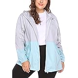 Women's Plus Size Raincoat Rain Jacket Lightweight Waterproof Coat Jacket Windbreaker with Hooded