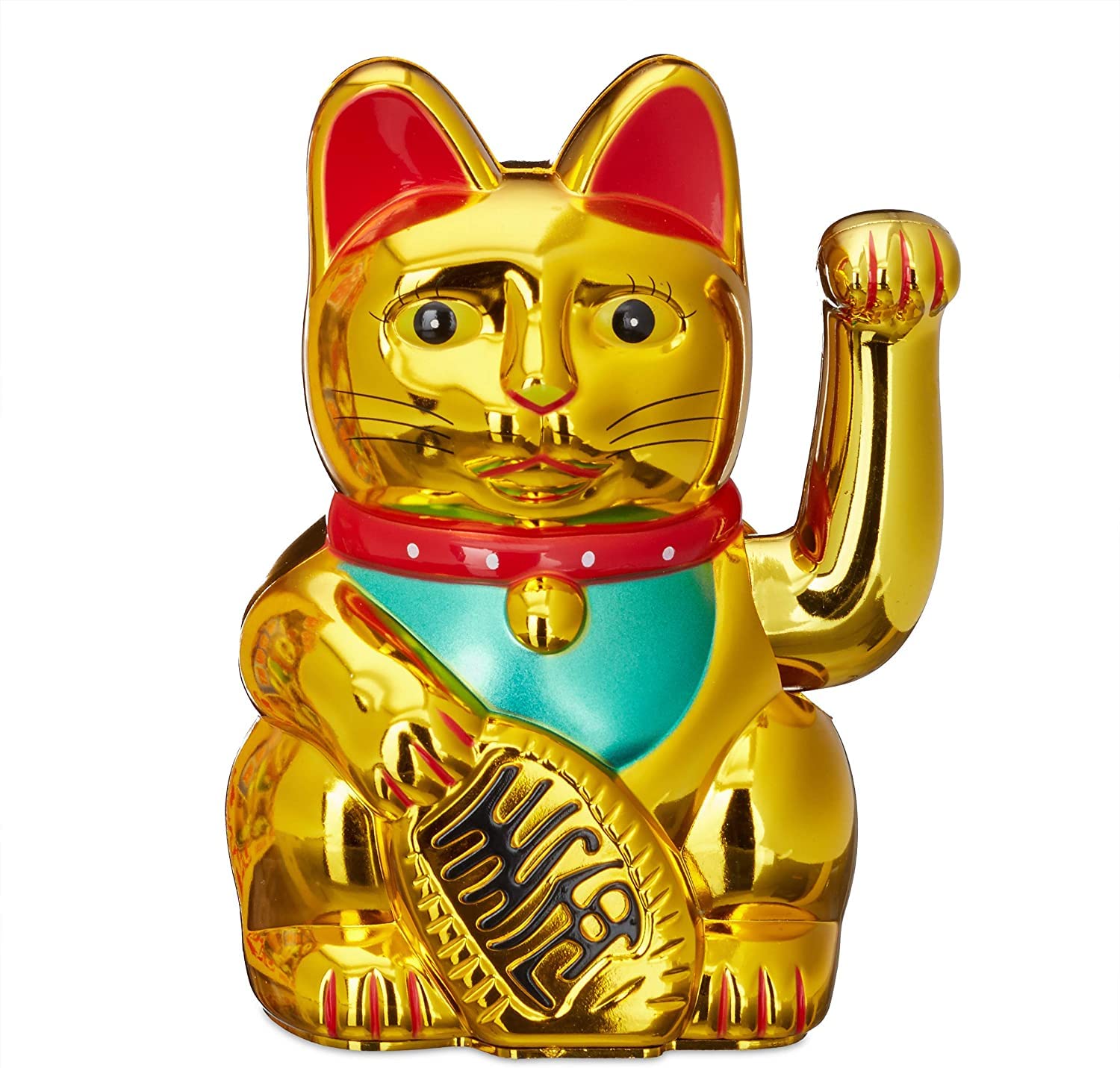 Feng Shui Gift Shop Maneki Neko Waving Cat Good Luck Bringer, Gold (10.7 x 10.4 x 16cm)
