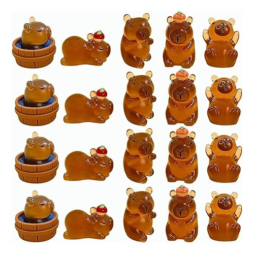 QhgPnt 25PCS Mini Resin Animals, Glow in the Dark Small Resins, Mini Resin Capybara for Children's Toys, Potted Plants, Birthday Party Decoration, Desktop Craft Decoration, Shelf Ornaments