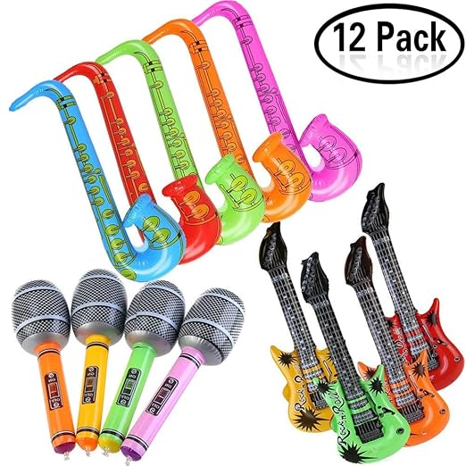 Yojoloin 12 STÜCKE Inflatables Gitarre Saxophon Mikrofon Luftballons Musikinstrumente Zubehör Für Party Supplies Party Favors