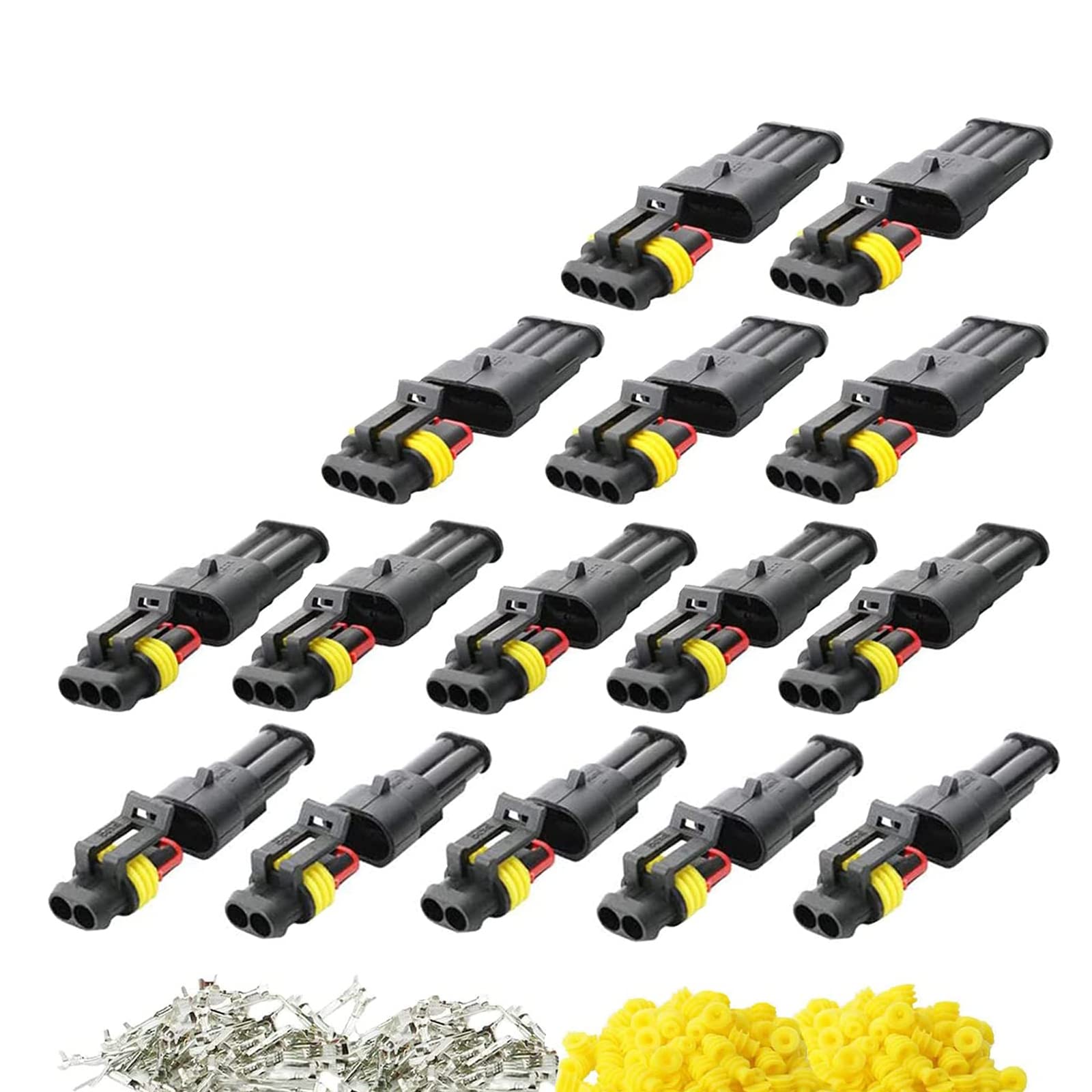 15 Kit Car Waterproof Wire Connectors,Zuzer Reinforced PA66 Nylon Housing 1.5mm Series Auto electrical Connectors 2 3 4 Pin Plug