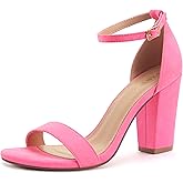 PARTY Women's Chunky Heels Open Toe Ankle Strap 3 inch Heeled Sandals